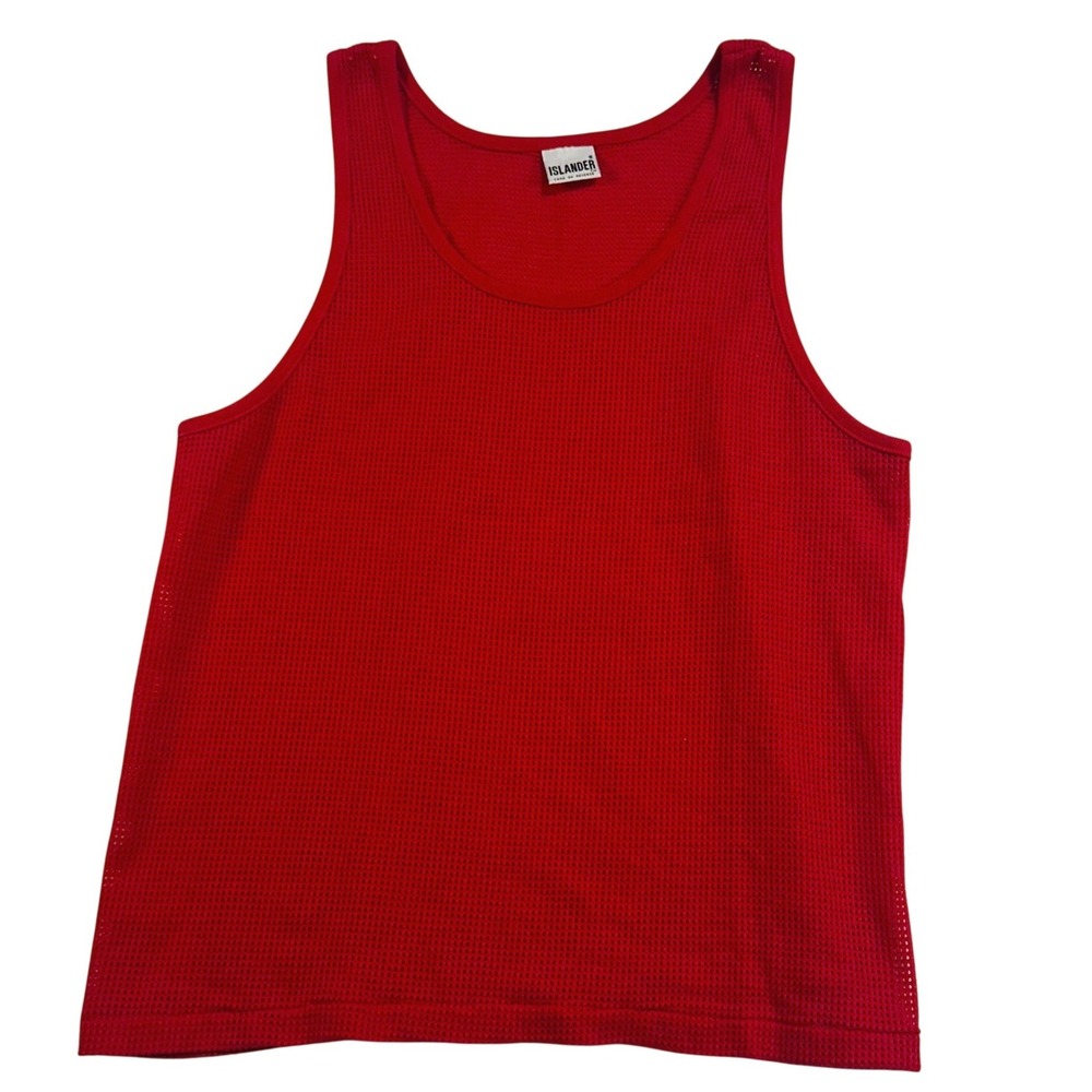 Vintage Club Gym Islander Men's Red Mesh Athletic Tank Top Size S Twink Hunk